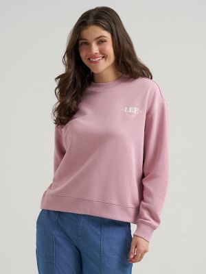 Women's Crew Logo Sweatshirt in Soft Mauve main view