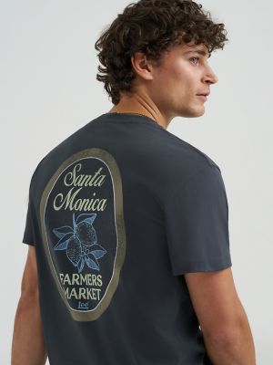 Men's Santa Monica Farmers Market Graphic Tee in Washed Black