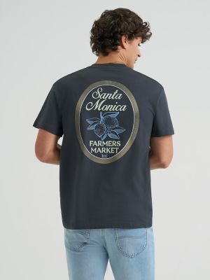 Men's Santa Monica Farmers Market Graphic Tee in Washed Black