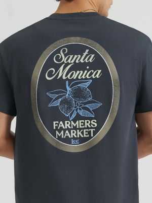 Men's Santa Monica Farmers Market Graphic Tee in Washed Black