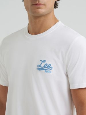 Men's Chainstitch Logo Tee in Bright White