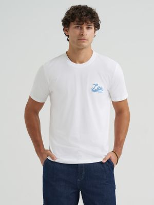 Men's Chainstitch Logo Tee in Bright White