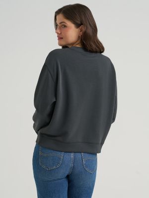 Women's Crew Logo Sweatshirt in Washed Black