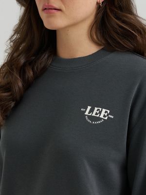 Women's Crew Logo Sweatshirt in Washed Black