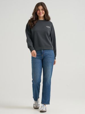 Women's Crew Logo Sweatshirt in Washed Black