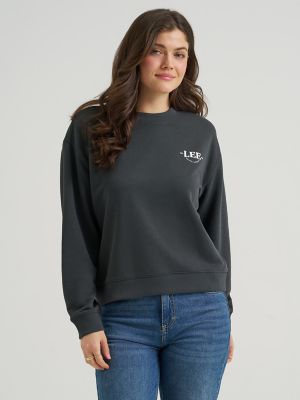 Women's Crew Logo Sweatshirt in Washed Black