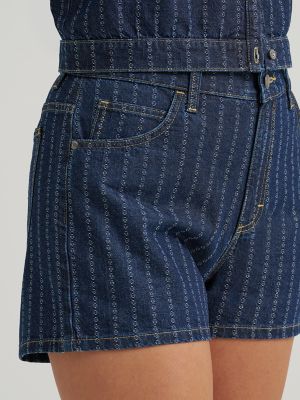 Women's 100% Cotton Classic Stripe Denim Short