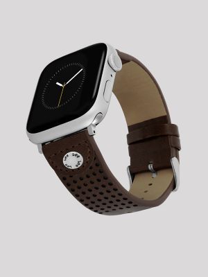 Perforated Vegan Leather Universal Watchband in Brown
