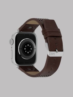 Perforated Vegan Leather Universal Watchband in Brown