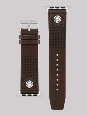 Perforated Vegan Leather Universal Watchband in Brown