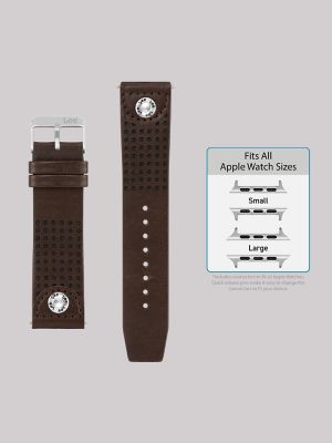 Perforated Vegan Leather Universal Watchband in Brown