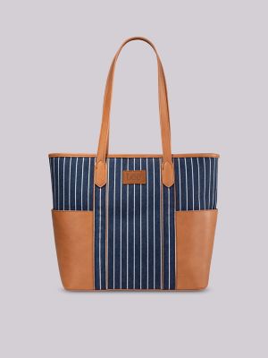 Women's Stripe Logo Tote With Side Pockets