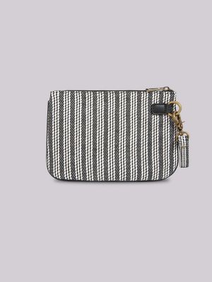 Womens Stripe Logo Wristlet Wallet:Black:One Size alternative view
