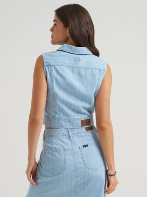 Women's Crop Rider&trade; Denim Vest in Denim Kisses