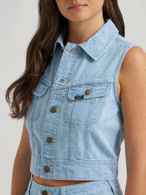 Women's Crop Rider&trade; Denim Vest in Denim Kisses