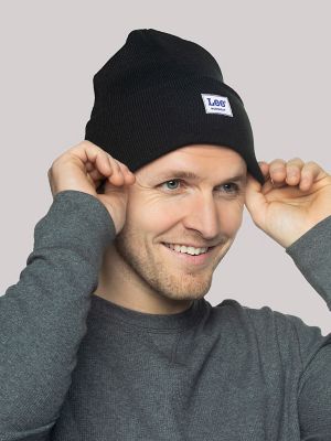 Workwear Logo Patch Beanie Set in Jet Black/Jet Black