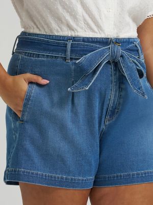 Women's High Rise Denim Bow Short (Plus)