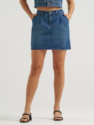 Women's Pleated Denim Skirt
