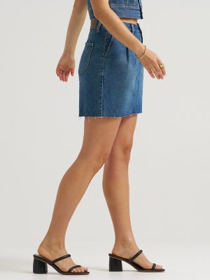 Women's Pleated Denim Skirt