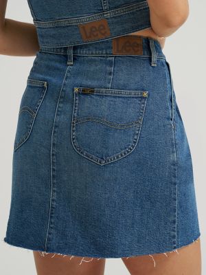 Women's Pleated Denim Skirt