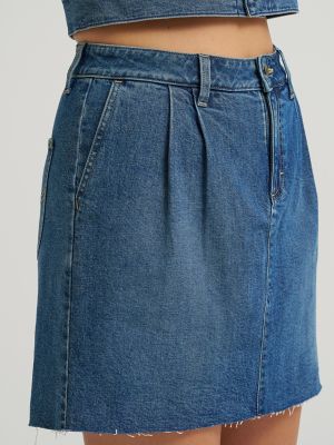 Women's Pleated Denim Skirt