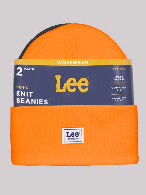 Workwear Logo Patch Beanie Set in Jet Black/Vibrant Orange