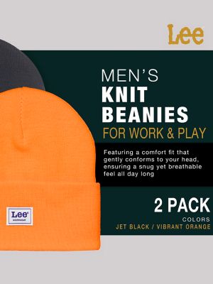 Workwear Logo Patch Beanie Set in Jet Black/Vibrant Orange