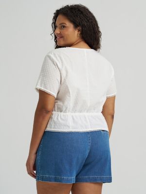 Women's Button Front Tie Top (Plus)