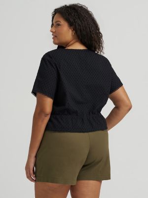 Women's Button Front Tie Top (Plus) in Unionall Black alternative view