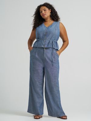 Women's Button Front Tie Vest (Plus)