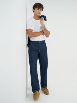 Men's 100% Cotton High Rise Loose Straight Carpenter Jean