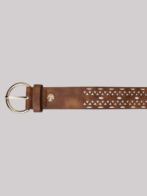 Women's Perforated Round Buckle Belt