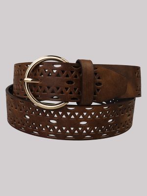 Women's Perforated Round Buckle Belt