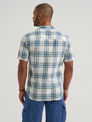 Men's Short Sleeve All Purpose Button Down Shirt in Desert Sage Plaid