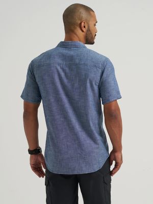 Men's Short Sleeve All Purpose Button Down Shirt in Dark Chambray alternative view