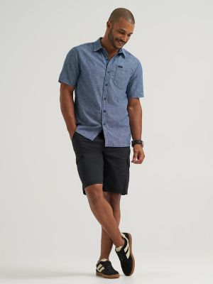 Men's Short Sleeve All Purpose Button Down Shirt in Dark Chambray alternative view 3