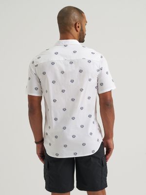 Men's Short Sleeve All Purpose Button Down Shirt in Indigo Geo