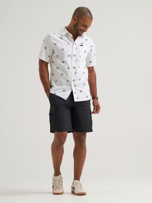 Men's Short Sleeve All Purpose Button Down Shirt in Indigo Geo