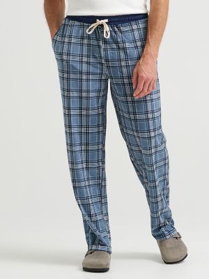 Men's Plaid Lounge Pant with Contrast Waistband in Denim