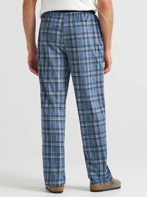 Men's Plaid Lounge Pant with Contrast Waistband in Denim