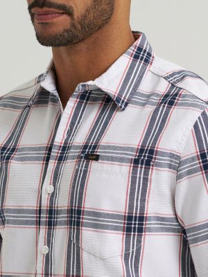 Men's Short Sleeve All Purpose Button Down Shirt in Americana Plaid alternative view 2