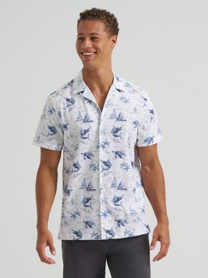 Men's Sea Life Print Camp Shirt