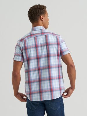 Men's One Pocket Plaid Button Down Shirt in Cardinal