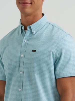 Men's One Pocket Plaid Button Down Shirt in Cameo Blue