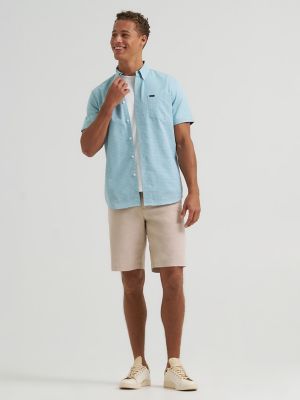 Men's One Pocket Plaid Button Down Shirt in Cameo Blue