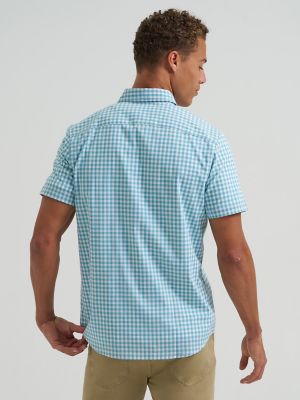 Men's One Pocket Plaid Button Down Shirt in Cameo Blue