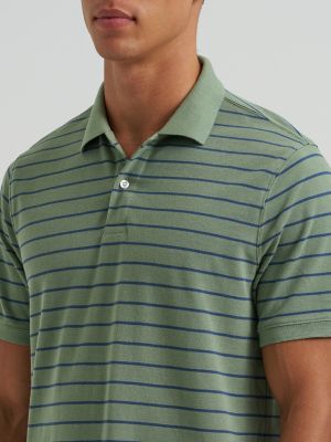 Men's Stripe Mini Pique Polo Shirt