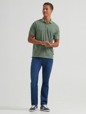 Men's Stripe Mini Pique Polo Shirt