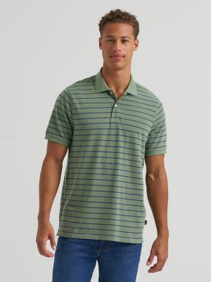 Men's Stripe Mini Pique Polo Shirt