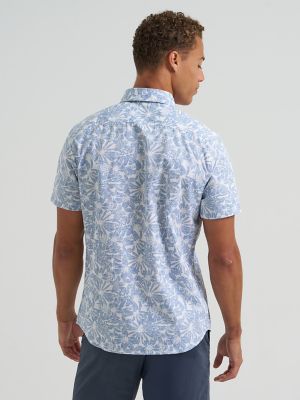 Men's Textured Floral Button Down Shirt in Moonlight Blue alternative view